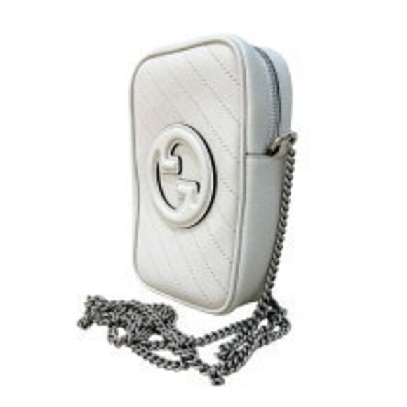 Gucci Blondie Chain Shoulder Bag Ivory White Silver Leather - Picture 2 of 11